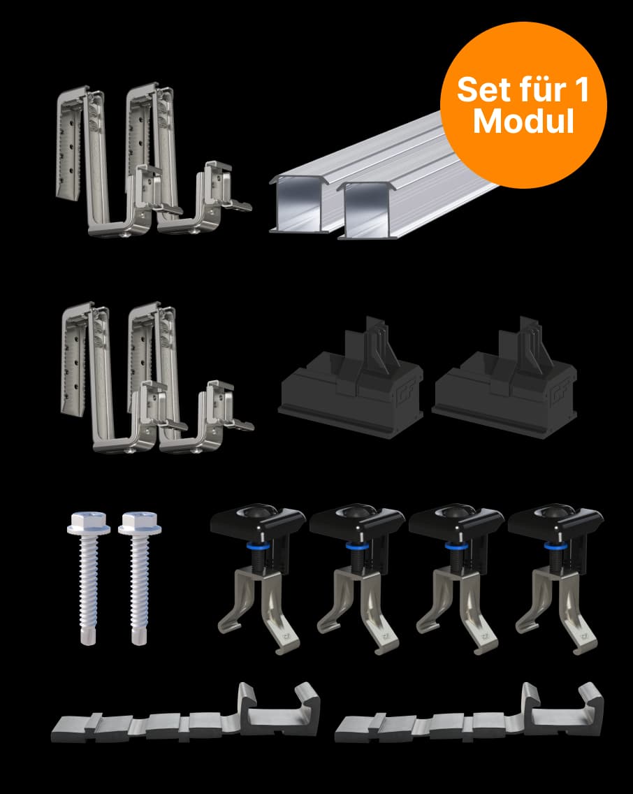 ESDEC - Montagesystem | Komplett - Montageset | PV - Unterkonstruktion für 1 - 5 Module